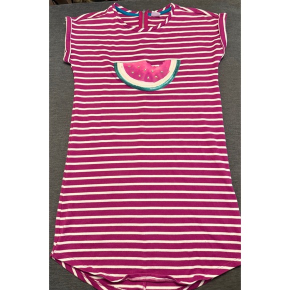 Gymboree Other - Gymboree Girls Magenta Pink Striped Watermelon Sequin Dress Size L 10-12